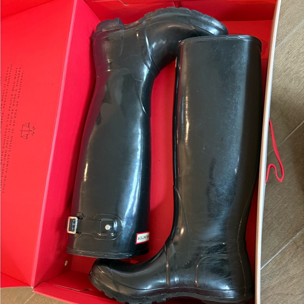 Hunter Black Tall Rain Boots